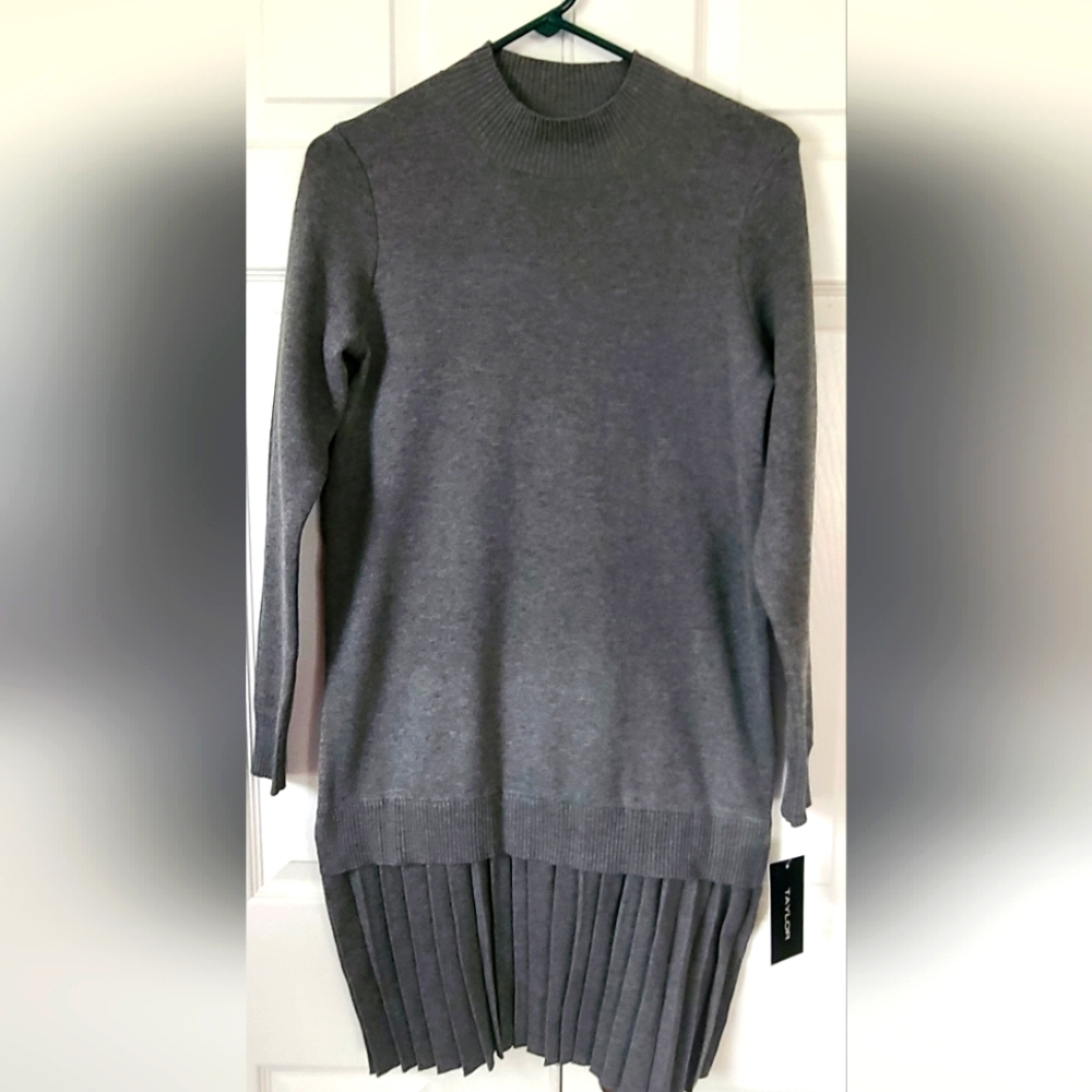 Elegant TAYLOR Gray Sweater Dress